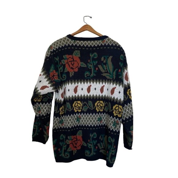 𝅺vintage Hosanna Floral Knit Grandma Sweater Cardigan Medium - Picture 2 of 5
